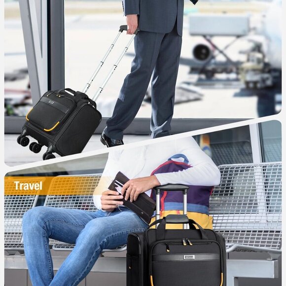 Rolling Laptop Bag, Rolling Briefcase with 4 Spinner Wheels, 14 Inch 1680D Nylon - Picture 7 of 7